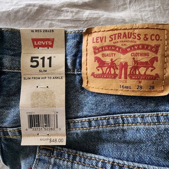 NEW Levis 511 Slim Fit jeans boys size 16 reg 28x28 - Picture 5 of 6